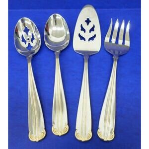 4 TOWLE Gerald Patrick LARIAT GOLD Glossy 18/8 Stainless Flatware SERVING PIECES
